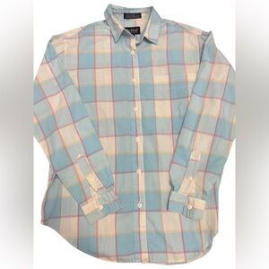 Vintage Par Four Plaid Button Down Mens Small Pastel Preppy Golf Shirt